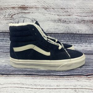 NWT Vans Sk8 Hi Cozy Hug Parisian Navy Blue Suede Faux Fur Sneakers, Women's 5.5